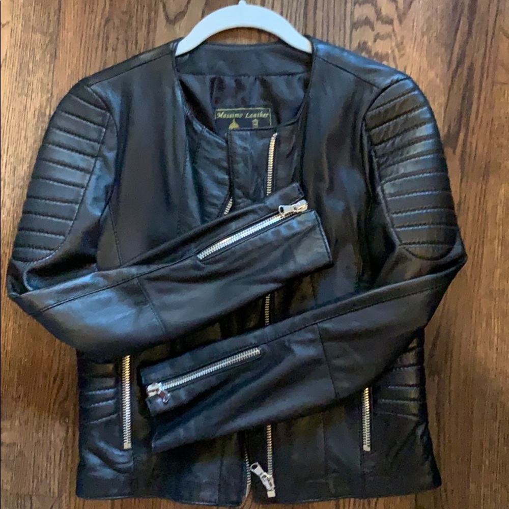 Black Leather Moto Jacket